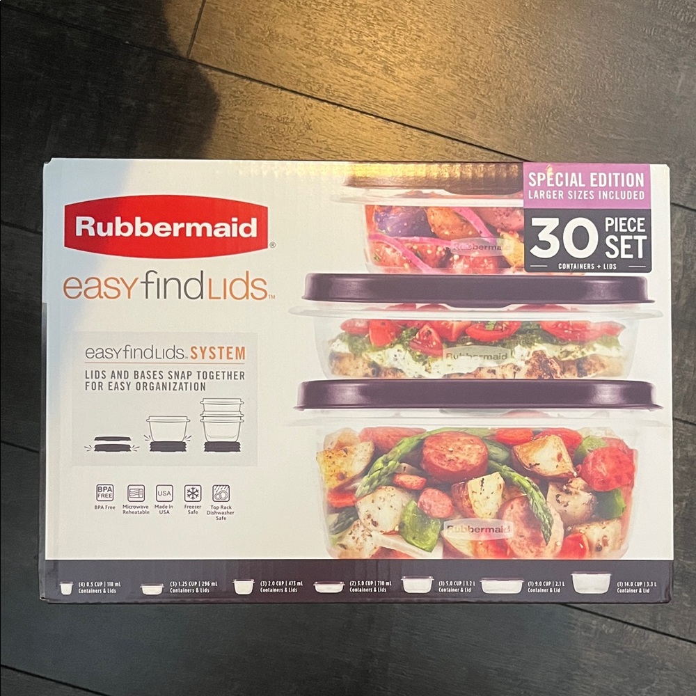 Rubbermaid Easy Find Lids 30-Piece Set with Purple Lids